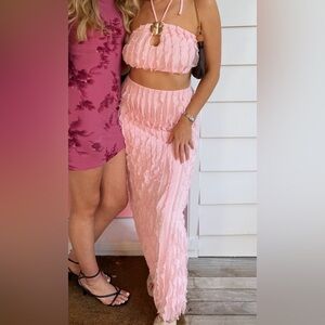 ASOS pink ruffle dress